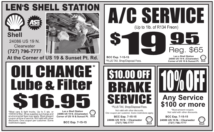 Coupon for Len's Shell Station